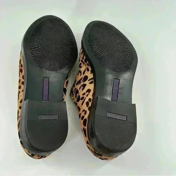 David Tate flats size 8.5 W brown cheetah print calf hair slip on mules clogs - Picture 7 of 13